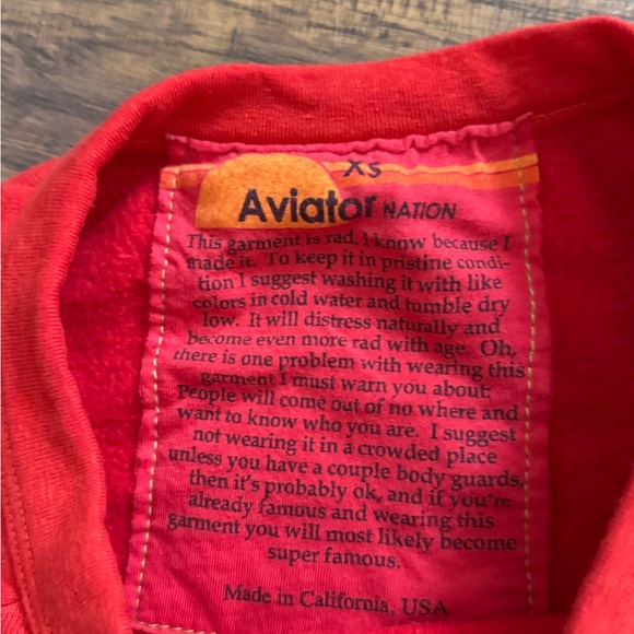 Aviator Nation Signature Logo Red Graphic Venice Surf Sweatshirt Unisex | XS - Picture 5 of 7